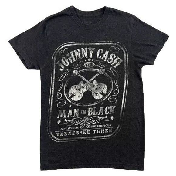 Johnny Cash Man In Black T Shirt Men Smalll Charcoal Gray Short Sleeve Logo Tee - Picture 1 of 9